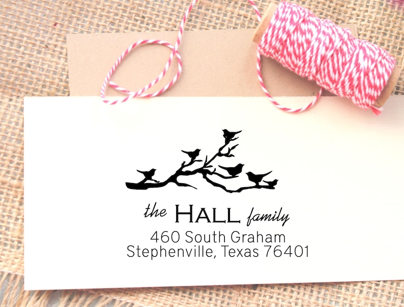 Birds Family Return Address Stamp Personalized Address Stamp Etsy