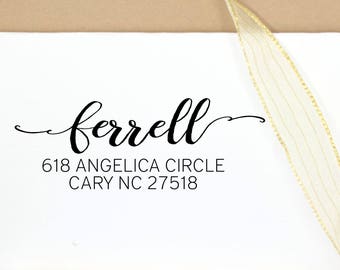 Cursive Script Personalized Address Stamp, Wedding Stamp, Housewarming Gift