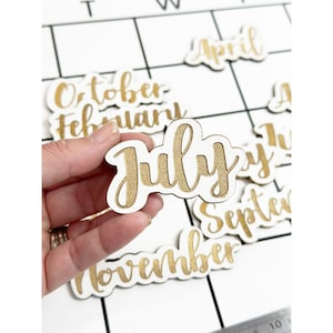 Gold Months Magnets for Wall Calendar Gold for Perpetual Calendar Planner Months Script Font