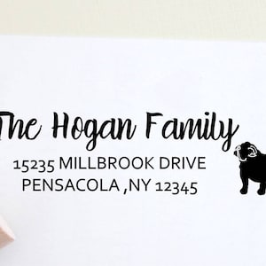 Gepersonaliseerde Bulldog-retouradresstempel: aangepast hondenras, zelfinktend