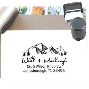 Self ink Personalized  Return address stamp  Mountains