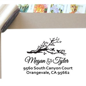 Personalized  Address Return Stamp Birds in a Branch Personalized