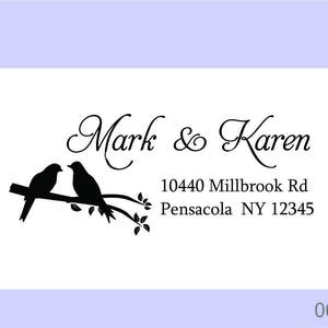 Rustic Family Address Stamp: Personalized Bird Design, Self-Inking