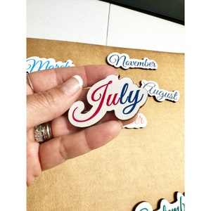 Months Magnets for Wall Calendar Rainbow Color Planner Months Script Font