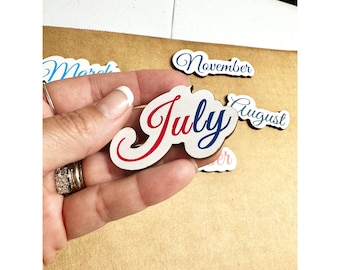 Months Magnets for Wall Calendar Rainbow Color Planner Months Script Font