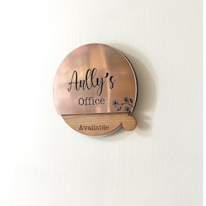 Personalized Office Door Sign – Custom In/Out Message – Sliding Name Plate for Teachers, Therapists, Home Office, or Business
