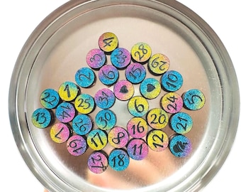 Numbers Magnets  for Calendar Rainbow Set 31 Glitter
