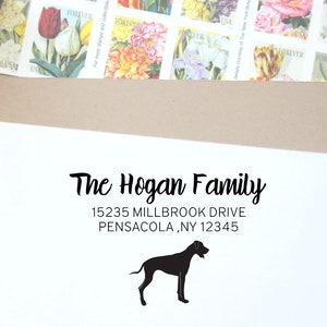 Hond terugkeer adres stempel Grand Dane gepersonaliseerde adres stempel unieke gift nieuwe paar