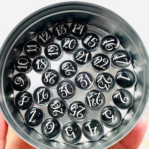 Calendar Number Magnets black white  glass Curvy Fine Fun Font for wall calendar