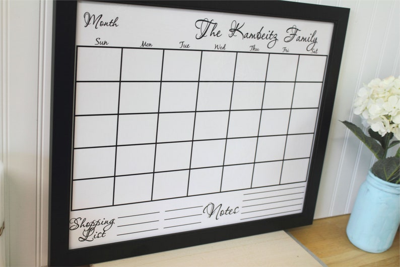 Dry erase Calendar Custom Wall Calendar perpetual calendar | Etsy