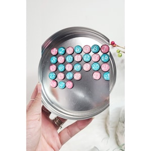 Pink Teal Glass number magnet for calendar number glass magnets for magnetic board or wall calendar