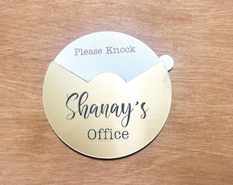 Personalized Office Door Sign Available Gold White
