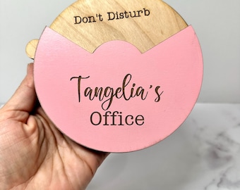 Personalized Office Door Sign: Custom In/Out Slider - Wood & Acrylic