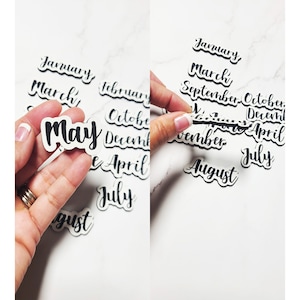 Months for Magnetic Calendar Magnets Months for Calendar Black and White Planner Months