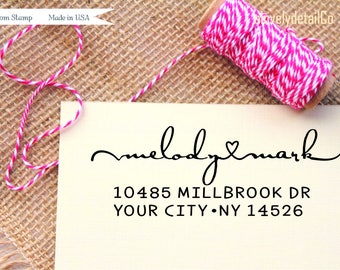 Wedding return Address stamp Personalized  Modern