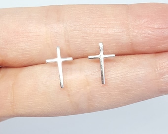 Sterling Silver Cross Earrings Geometric Cross Stud Earrings