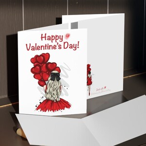 Druckbare Karte zum Valentinstag | Mode Galentine digitaler Download hübsch Karte rot BFF Freund Fashionista Cousin Tante Schwester Tochter Mama