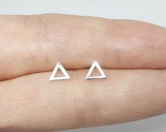 Sterling Silver Geometric Cutout Triangle Stud Earrings