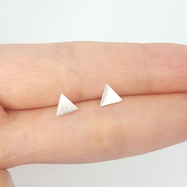 Sterling Silver Triangle Earrings Geometric Thick Triangle Stud Earrings