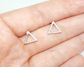 Sterling Silver Triangle Earrings Geometric Large Triangle Stud Earrings