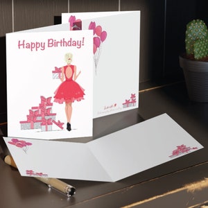 Cartes d'anniversaire roses tendance | Jolies cartes d'anniversaire girly mignonnes pour sa fille meilleure amie amie collègue collègue colocation soeur cadeau cadeau