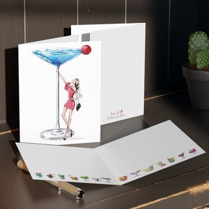 Biglietti di auguri per bevande alcoliche, biglietti di auguri per ragazze alla moda con buste (set da 8 o 16)
