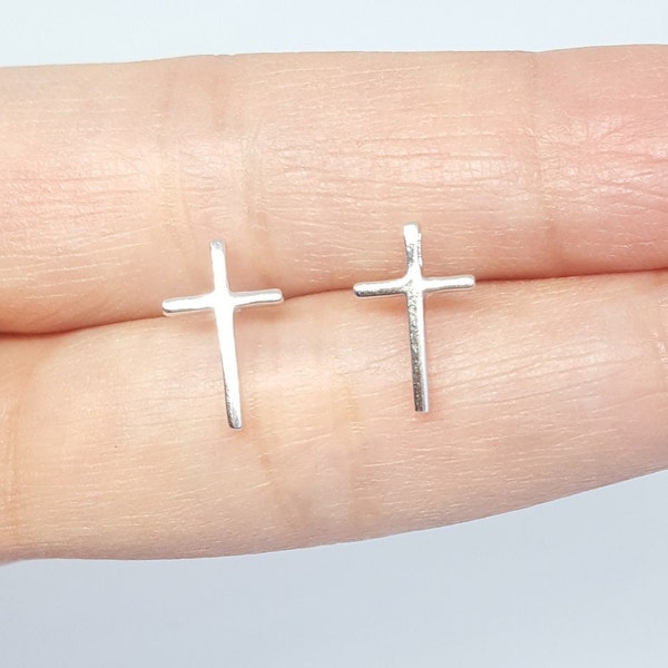 Sterling Silver Cross Earrings Geometric Cross Stud Earrings