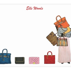 Papelería personalizada para bolsos de moda con sobres - Set de papelería para amantes de los bolsos