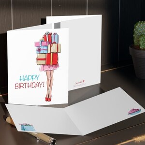 Enveloppe autocollante pour carte de voeux d'anniversaire tendance | Jolie carte rose girly à la mode pour sa fille, maman, épouse, petite amie, collègue, cousine, tante
