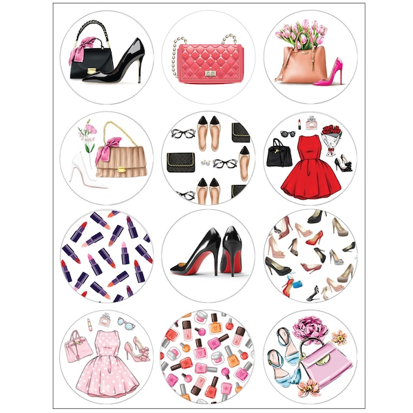 x12-60 Handbag Shoes Sticker Sheets - Fashion Scrapbook Planner Sticker Sheet Sets