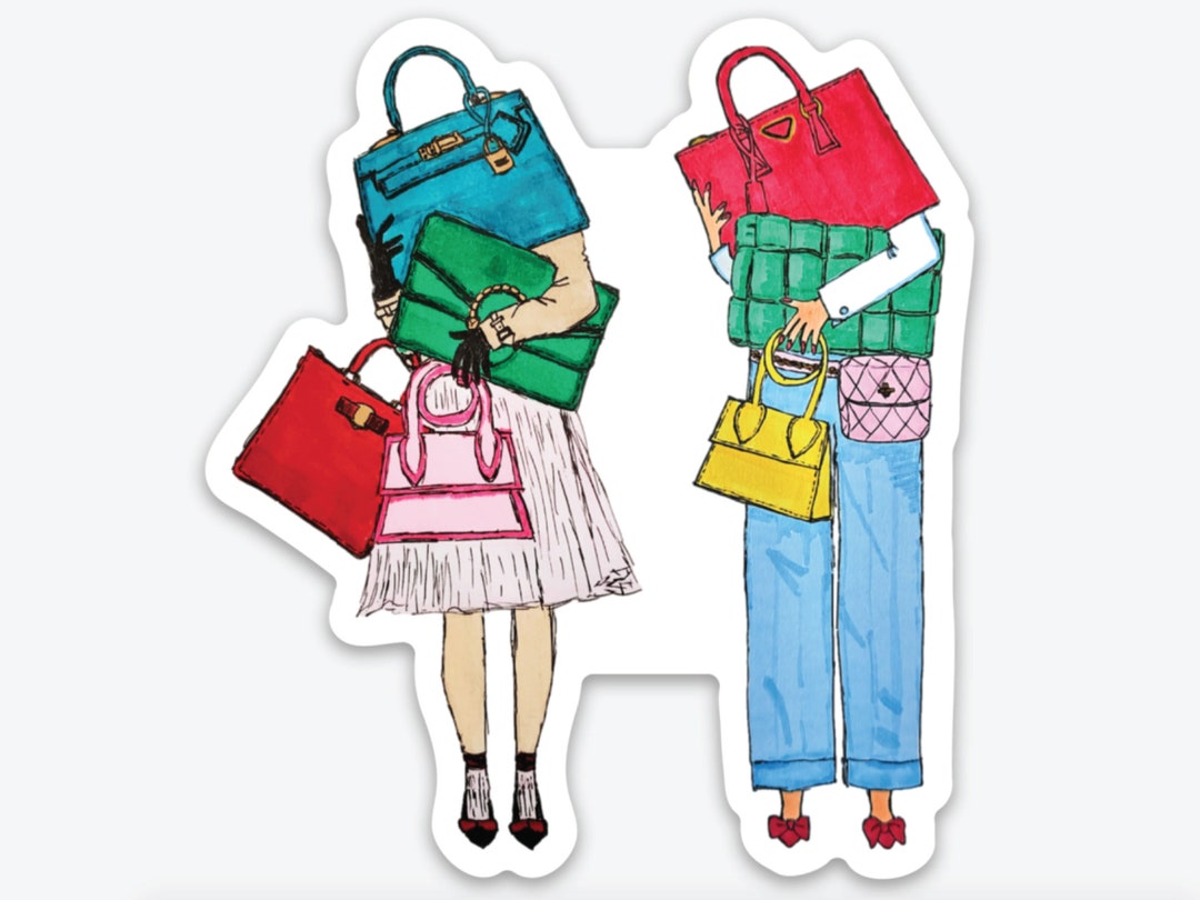 Fashion Handbag Vinyl Sticker Red Blue Green Pink Bag Lover Colorful ...