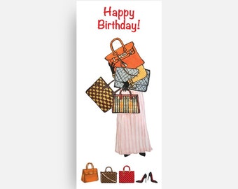 Fashion Birthday Card Set Handbag Shoe Birthday Card