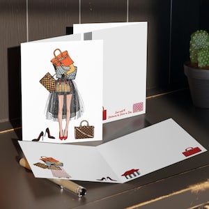 Tarjeta de cumpleaños de moda para amantes de los bolsos / Tarjeta de felicitación linda y bonita de fashionista para su hija, compañera de trabajo, mamá, esposa, tía, hermana, mejor amiga