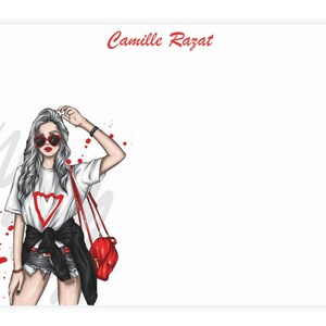 Personalisierte Cool Girl Briefpapier mit Umschlägen - Fashionista Girl Stationery Set