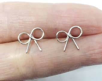 Sterling Silver Bow Ribbon Earrings Simple Dainty Knotted Ribbon Stud Earrings