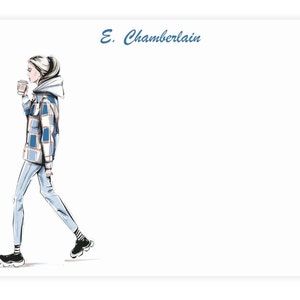 Personalisiertes Mädchen Briefpapier mit Umschlägen - Chic Girl in Hoodie Sneakers Stationery Set