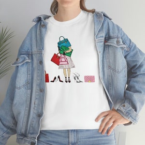 Camiseta de chica de moda / Camiseta de mujer fashionista, bolso, cartera, zapatos, regalo de Navidad, regalo de cumpleaños para su hija, mamá, hermana, mejor amiga