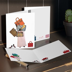 Sac à main Fashion Card 4 faces ! Carte de voeux d'anniversaire de fashionista, cadeaux pour elle, fille actuelle, maman, tante, carte de voeux, collègue, patron, ami