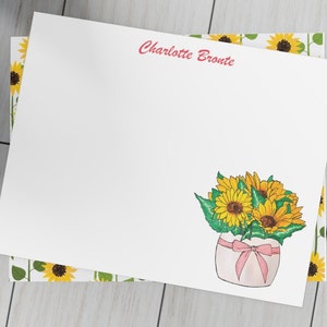 Personalized Sunflowers Stationery Custom Double Sided Floral Stationery with Envelopes
