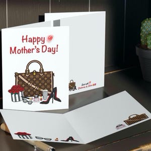 Tarjeta imprimible para el Día de la Madre / Descarga digital Tarjeta de moda con bolso de mano Mamá Madre Abuela Regalo Tía Regalo para ella Bonita y linda tarjeta de diseñador