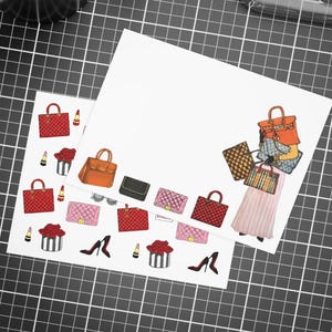 Carte de voeux de papeterie de mode | Fashionista Papeterie Coffrets Sac à main Sac à main Chaussures Stickers Cadeau Cadeau pour elle Noël Retour