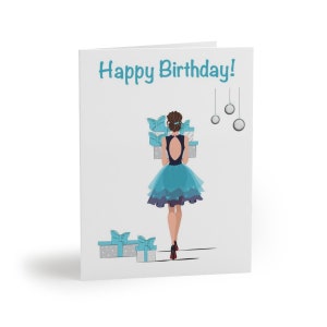 Fashion Girl Birthday Card Fashionista Birthday Greeting Card Briefpapier mit Umschlägen (Set von 8 oder 16)