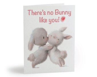 Cute Valentine Card for Her Bunny Rabbit Valentine Anniversary Card with Envelope and Matching Bunny Sticker