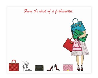 Personalized Fashion Stationery Set Custom Cards with Envelopes Handbag Shoe Lover Stationery