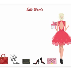 Personalisierte Fashion Party Girl Briefpapier mit Umschlägen - Handtasche Schuh Liebhaber Fashionista Briefpapier Set