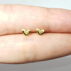 Sterling Silver Heart Earrings Minimal Dainty Gold or Silver Heart Valentine's Day Dainty Stud Earrings w/ Gift Box Birthdday Anniversary image 2