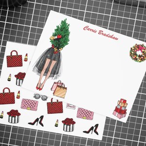 Ensembles de papeterie cartes de Noël personnalisées Sacs à main Papeterie avec enveloppes - Ensemble de papeterie recto-verso tendance pour les fêtes