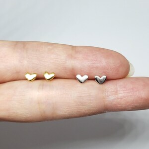 Sterling Silver Heart Earrings Minimal Dainty Gold or Silver Heart Valentine's Day Dainty Stud Earrings w/ Gift Box Birthdday Anniversary image 7