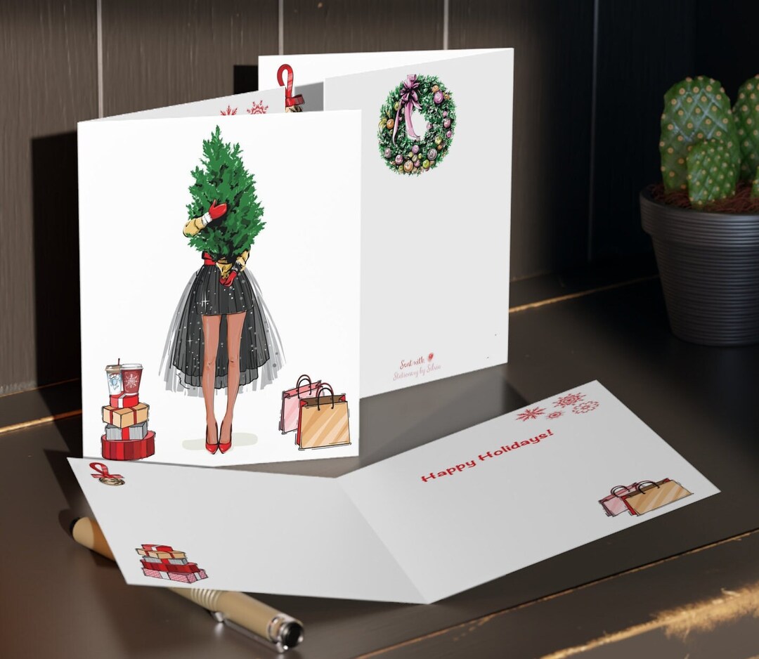 Digital Download Fashion Christmas Card Downloadable Holiday Pretty