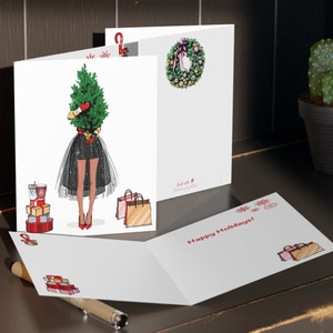 Tarjeta navideña de moda con descarga digital / Tarjeta digital de felicitación navideña descargable para hija, mamá, hermana, tía, tarjeta fashionista
